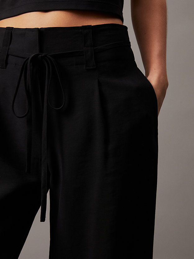 ck black soft twill tapered trousers for women calvin klein jeans