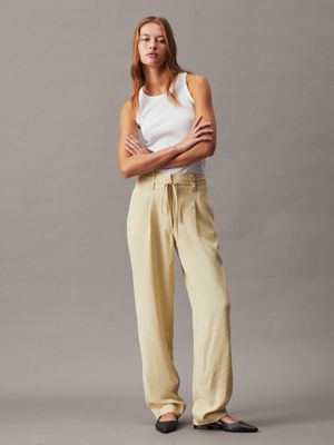 Relaxed Twill Belt Front Cargo Pants