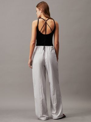 Calvin klein women's linen pant with elastic waistband sale