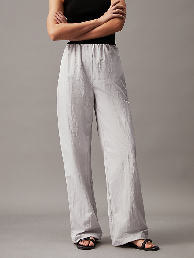 grey relaxed parachute pants for women calvin klein jeans
