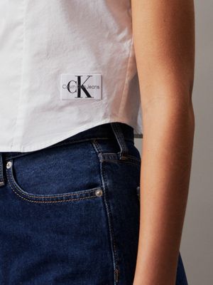 bright white cotton poplin sleeveless shirt for women calvin klein jeans