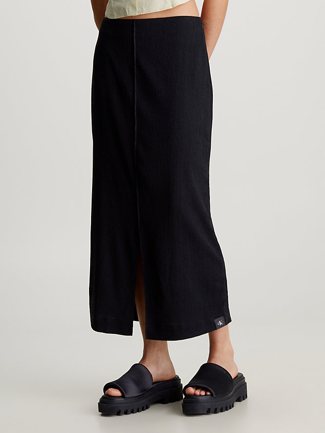 black marszczona spódnica midi dla kobiety - calvin klein jeans