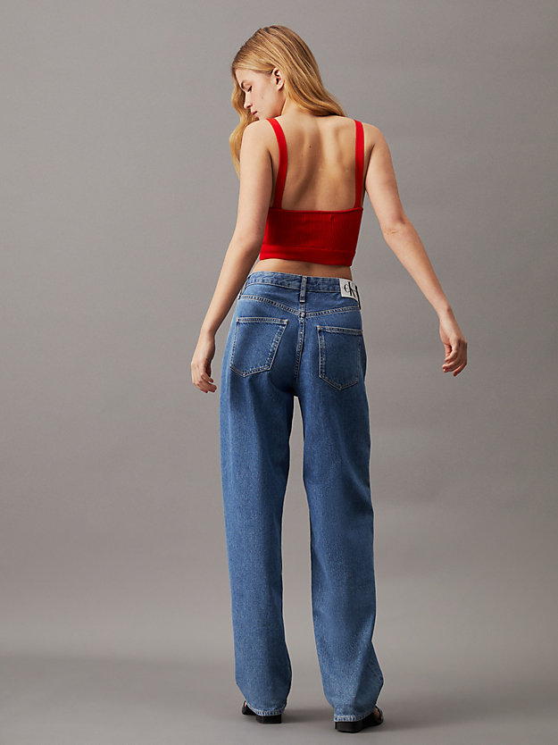 fiery red bralette-top aus weichem geripptem lyocell für damen - calvin klein jeans
