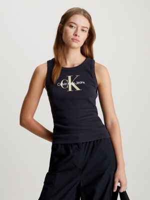 Calvin Klein Jeans Mineral Dye Rib Tank Top - Women's Vests And