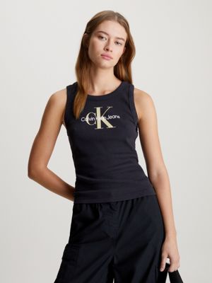 Ribbed Cotton Monogram Tank Top