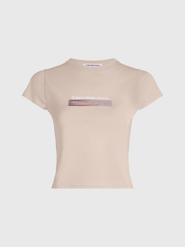 sepia rose slim cropped logo t-shirt for women calvin klein jeans