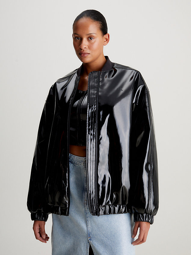black oversized high shine bomber jacket for women calvin klein jeans