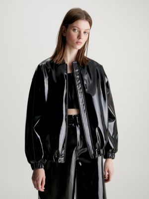 cazadora bomber oversized superbrillante black de mujeres calvin klein jeans