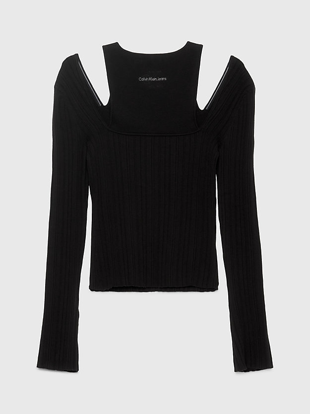 ck black cut out ribbed jumper for women calvin klein jeans