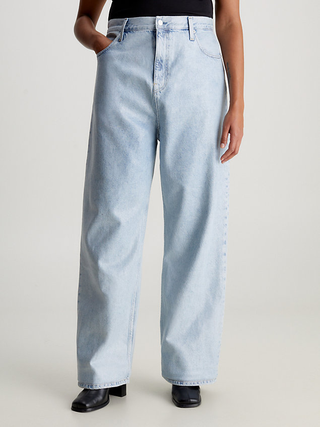 denim relaxte gecoate jeans met hoge taille voor dames - calvin klein jeans