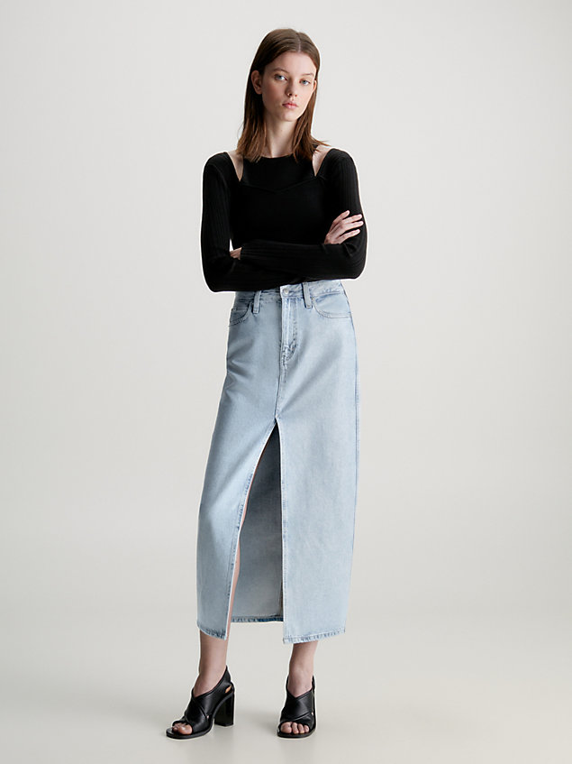 denim coated denim maxi skirt for women calvin klein jeans