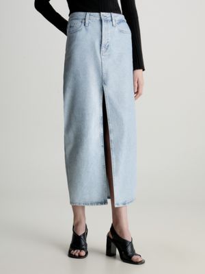 falda larga denim coated denim de mujeres calvin klein jeans