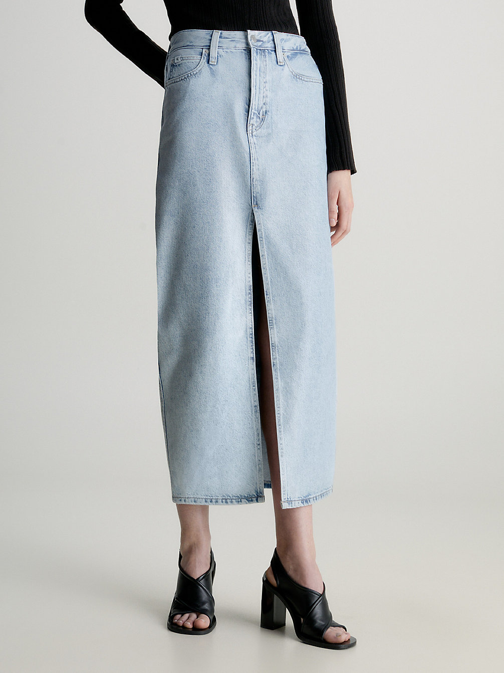 DENIM LIGHT Coated Denim Maxi Skirt undefined women Calvin Klein