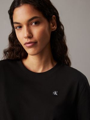 ck black cotton badge t-shirt for women calvin klein jeans