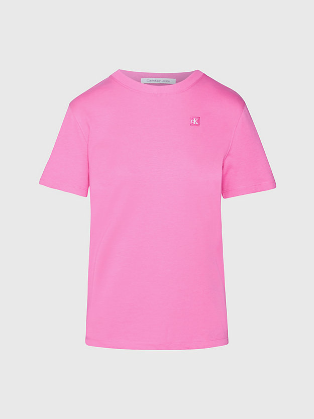pink amour cotton badge t-shirt for women calvin klein jeans