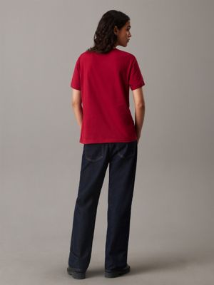 red currant cotton badge t-shirt for women calvin klein jeans