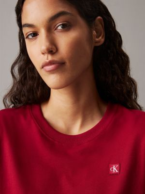 red currant cotton badge t-shirt for women calvin klein jeans