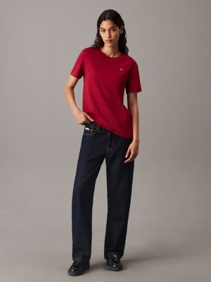 red currant cotton badge t-shirt for women calvin klein jeans