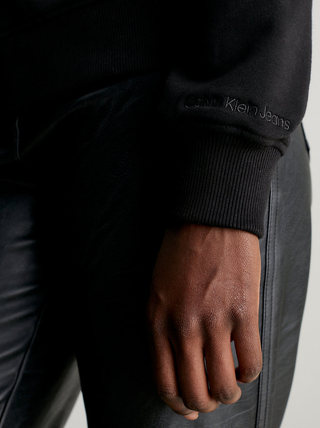 sweat-shirt à capuche en tissu éponge de coton ck black pour femmes calvin klein jeans