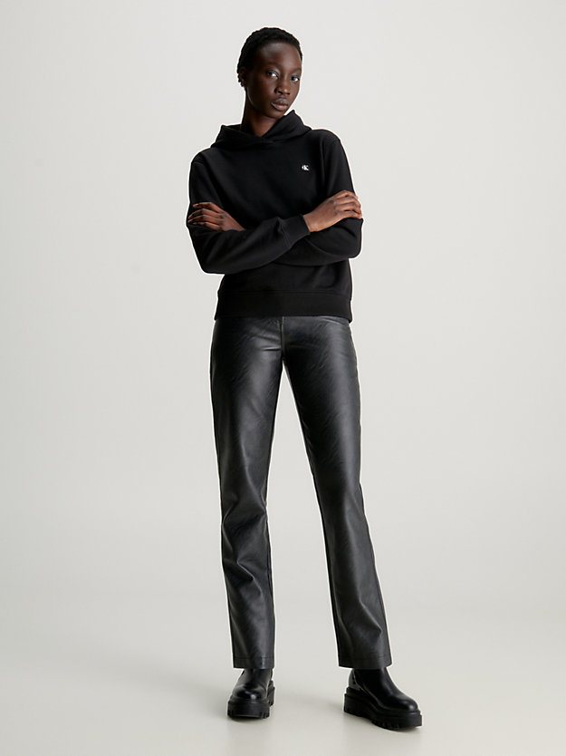 sweat-shirt à capuche en tissu éponge de coton ck black pour femmes calvin klein jeans