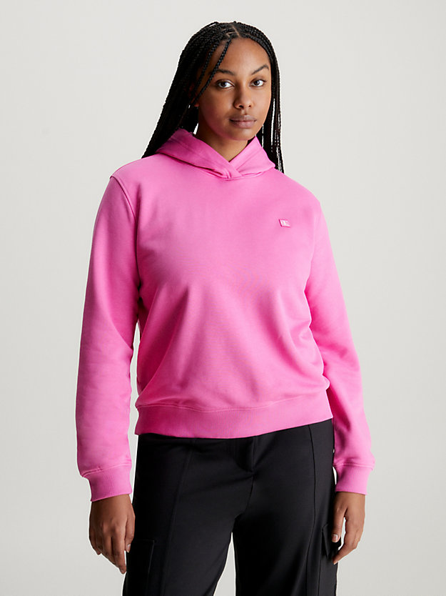 pink amour cotton terry hoodie for women calvin klein jeans