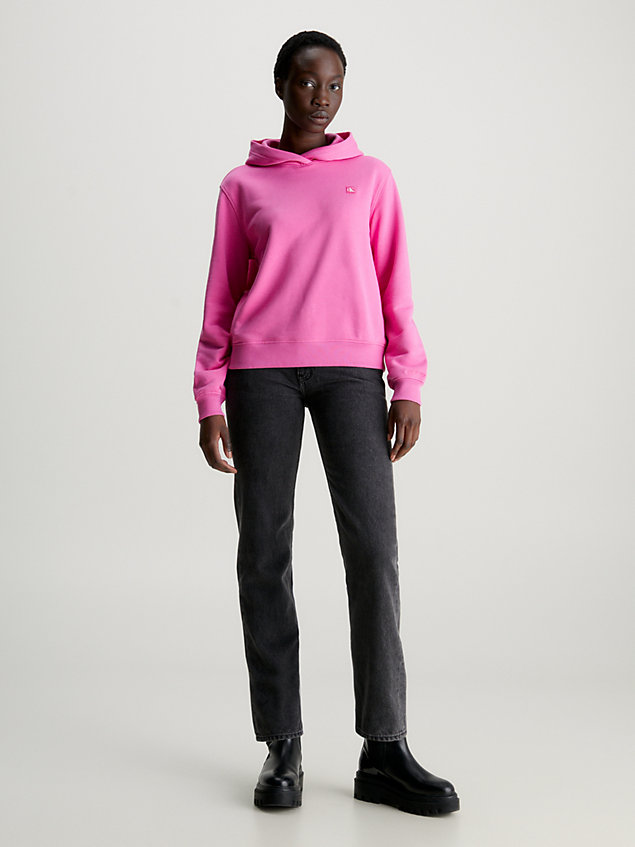 sweat-shirt à capuche en tissu éponge de coton pink pour femmes calvin klein jeans