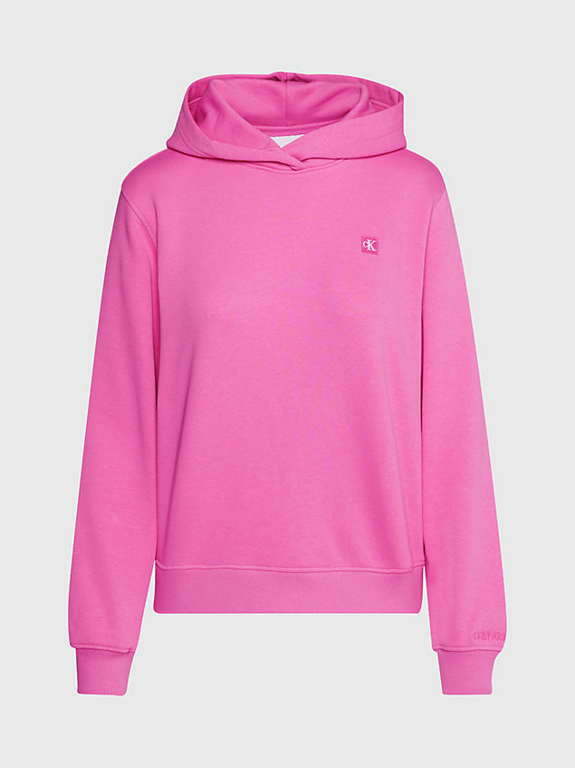 pink hoodie aus baumwoll-frottee für damen - calvin klein jeans