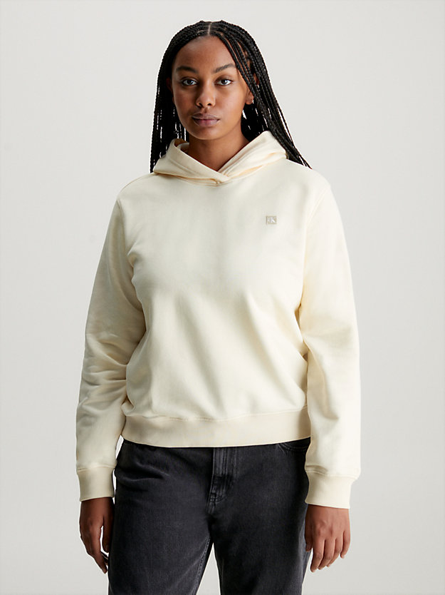 vanilla cotton terry badge hoodie for women calvin klein jeans