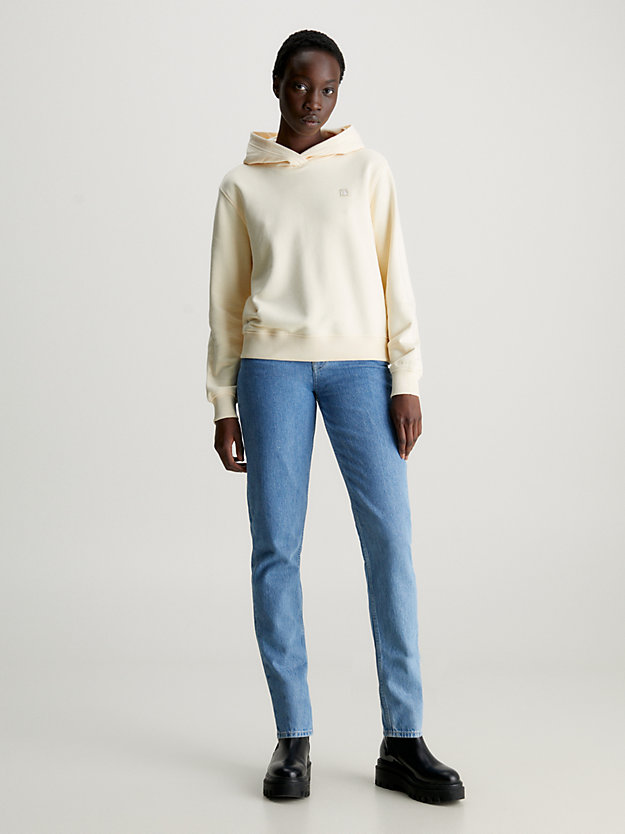 sweat-shirt à capuche en tissu éponge de coton avec insigne vanilla pour femmes calvin klein jeans