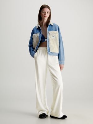 Pantaloni Tuta Donna In Pile - Gamba Larga Termici Con Tasche - Invernali (Nero, Grigio, Rosa) - copertina