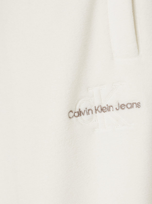 ivory polar fleece joggingbroek met wijde pijpen voor dames - calvin klein jeans