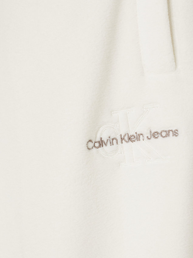 white jogginghose mit weitem bein aus polar-fleece für damen - calvin klein jeans