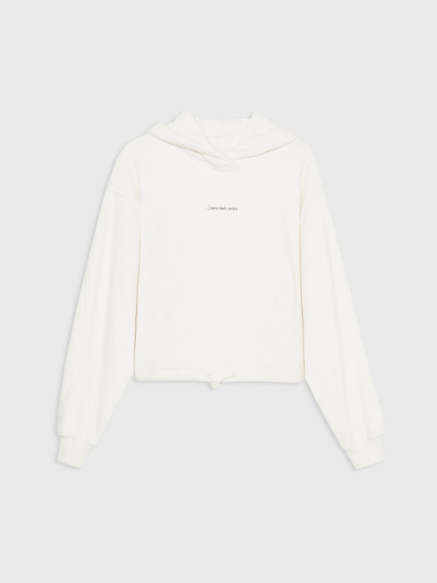 ivory cropped polar fleece hoodie voor dames - calvin klein jeans