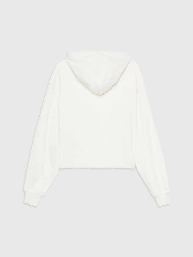 white polarowa bluza z kapturem, krótki fason dla kobiety - calvin klein jeans
