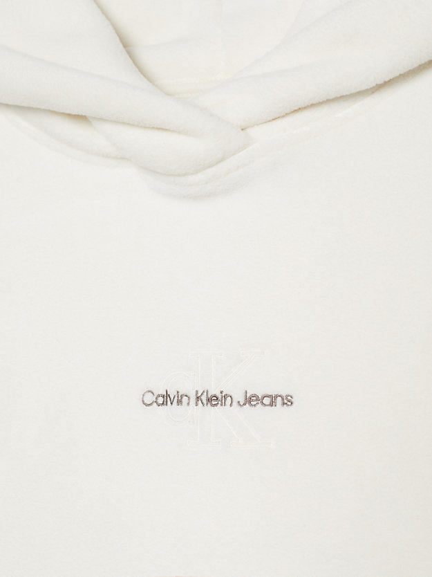 ivory polarowa bluza z kapturem, krótki fason dla kobiety - calvin klein jeans
