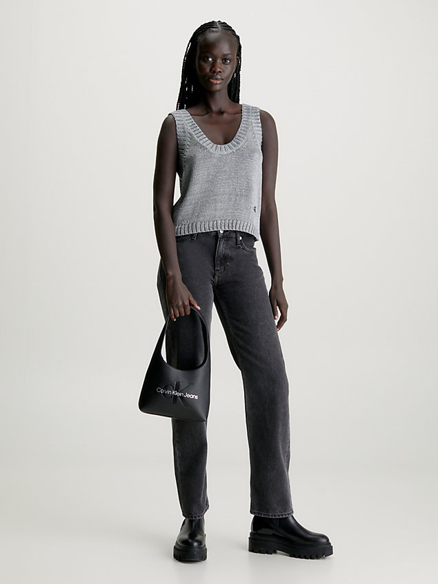 grey metallic knit tank top for women calvin klein jeans