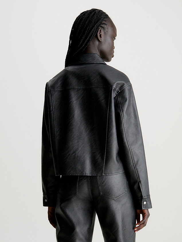 black lässiges hemd aus kunstleder für damen - calvin klein jeans