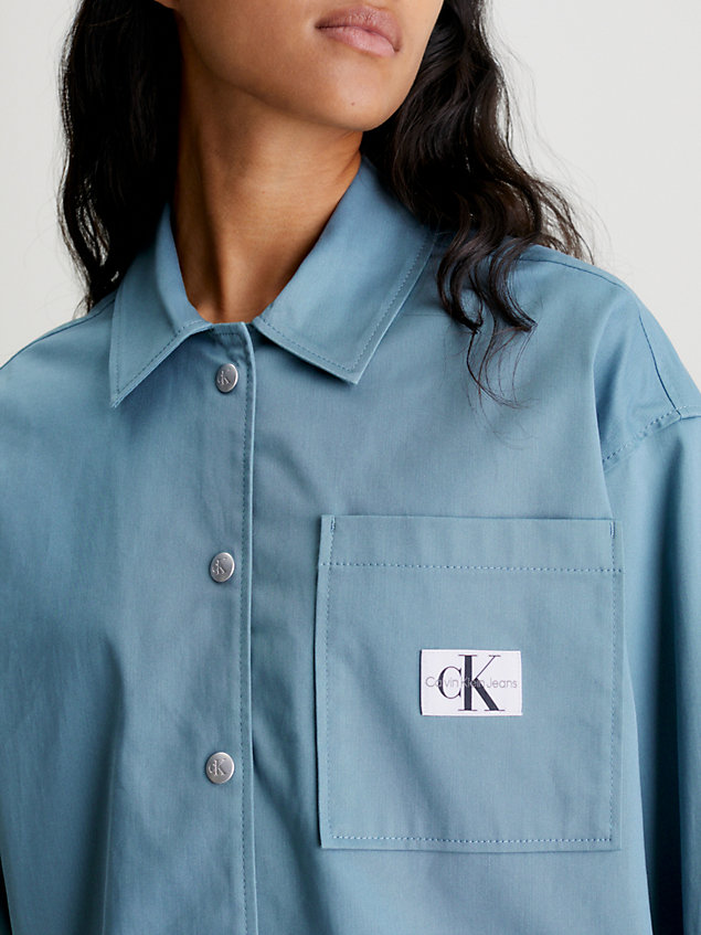 blue relaxed cotton shirt jacket for women calvin klein jeans
