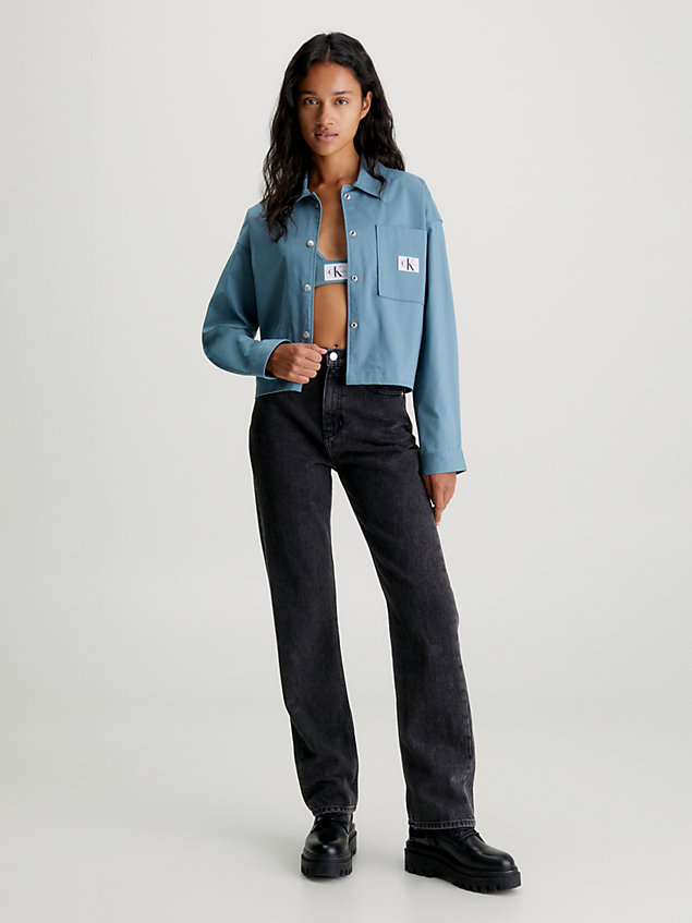 blue relaxed cotton shirt jacket for women calvin klein jeans