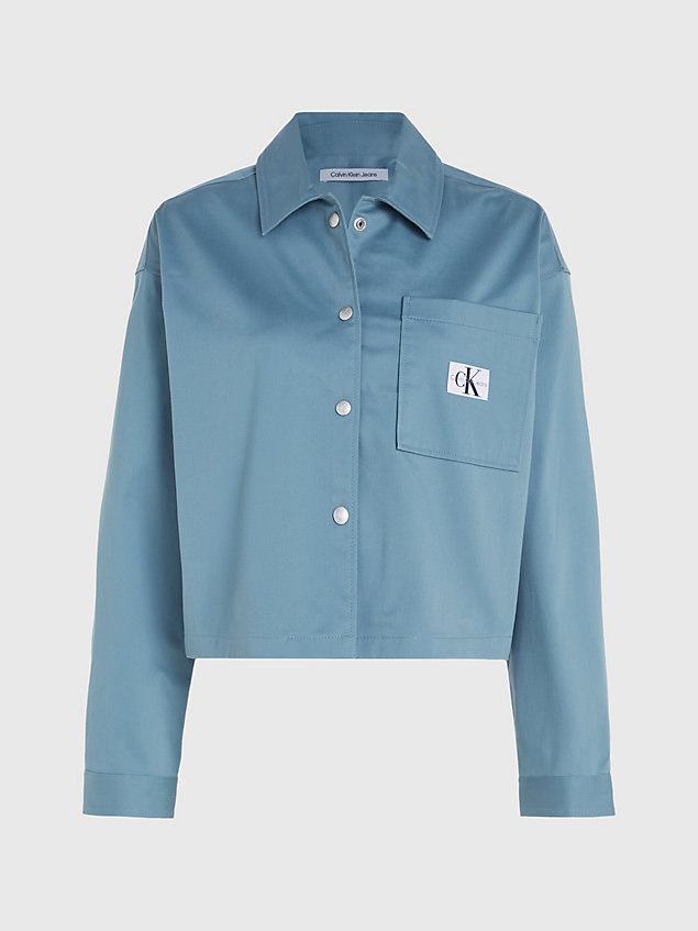 blue swobodna kurtka koszulowa z bawełny dla kobiety - calvin klein jeans