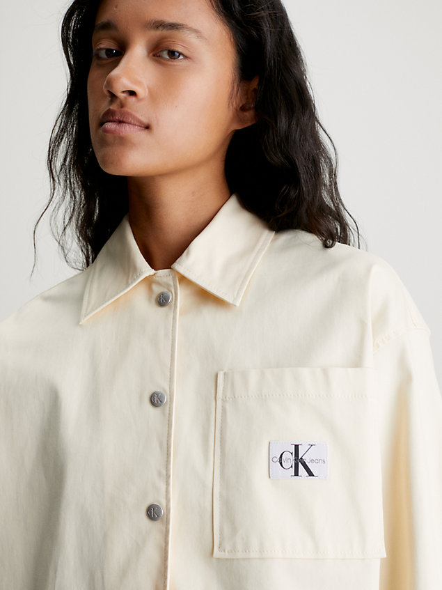 yellow relaxed cotton shirt jacket for women calvin klein jeans