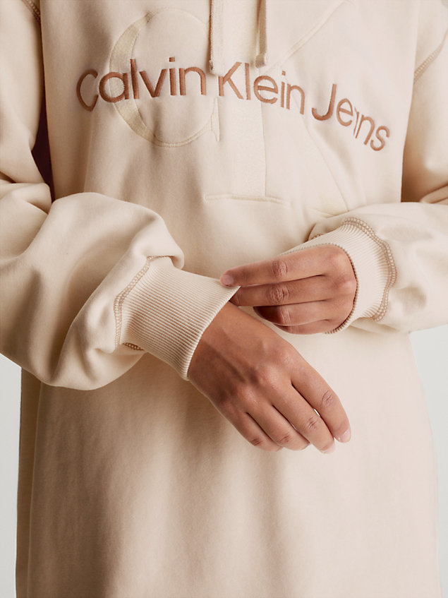 white oversized hooded sweatshirt dress for women calvin klein jeans