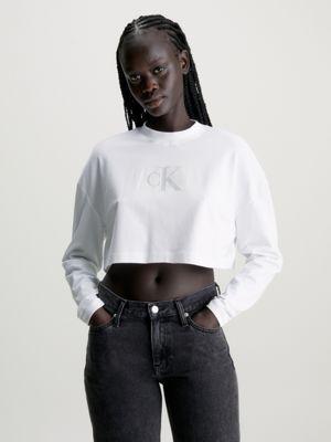 Cropped Long Sleeve Klein® Logo T-shirt | J20J223252YAF Calvin