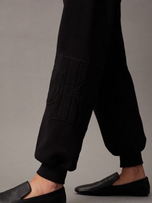 ck black relaxed monogram joggers for women calvin klein jeans