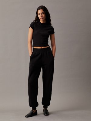 ck black relaxed monogram joggers for women calvin klein jeans