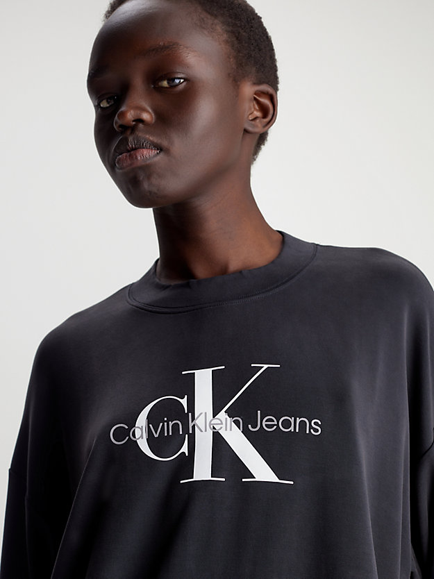 t-shirt boyfriend con monogramma ck black da donne calvin klein jeans