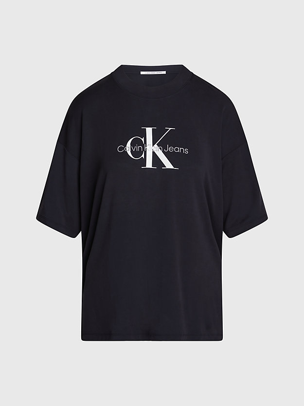 t-shirt boyfriend con monogramma ck black da donne calvin klein jeans
