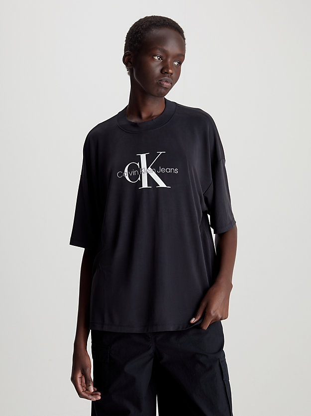 ck black monogramm-boyfriend-t-shirt für damen - calvin klein jeans