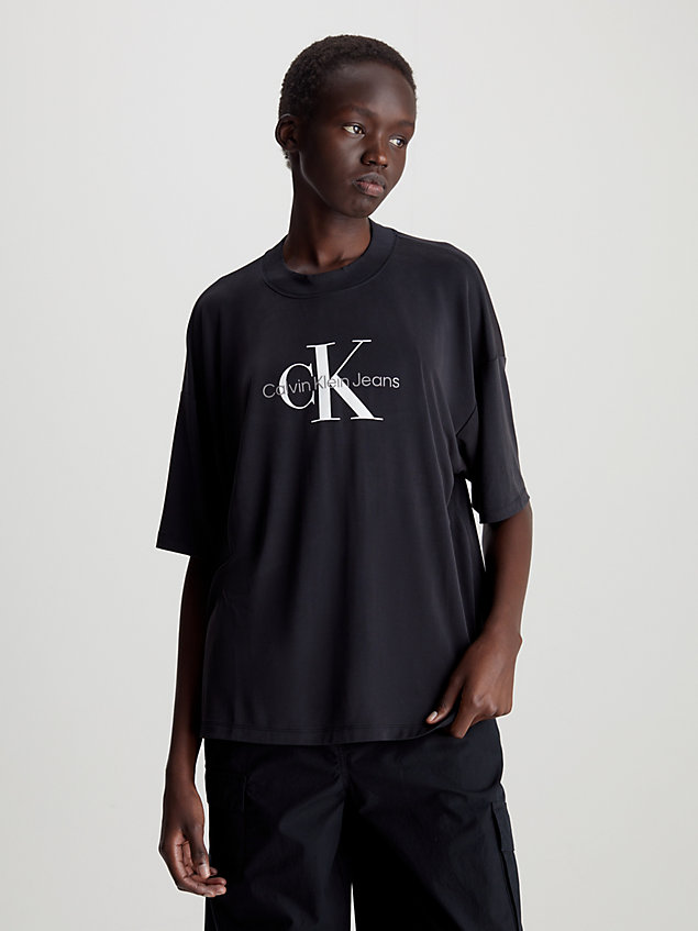 t-shirt boyfriend con monogramma black da donne calvin klein jeans