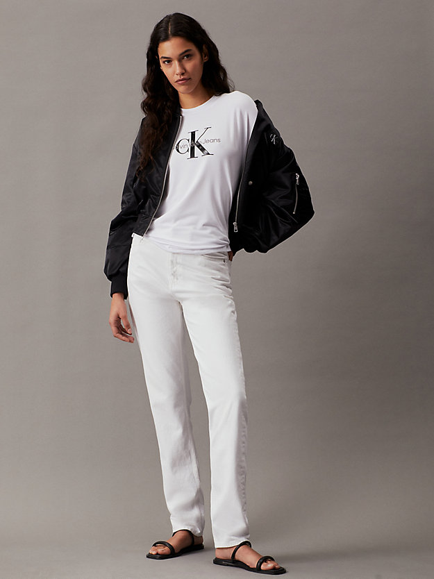 bright white monogramm-boyfriend-t-shirt für damen - calvin klein jeans